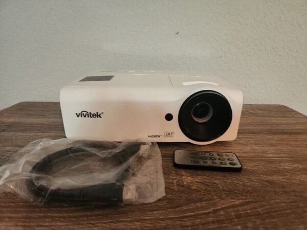 Vivitek DH385ST short-throw DLP projector with Full HD 1080p resolution, 4000 ANSI lumens brightness, 30,000:1 contrast ratio, HDMI connectivity, long lamp life, and compact design