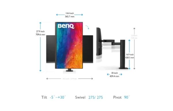 BenQ PD2705UA Ergo Arm Designer Monitor    27" 4K UHD Professional Designer Monitor | Ergo Arm Stand | 99% sRGB | USB-C | Daisy Chain | Creator Series
