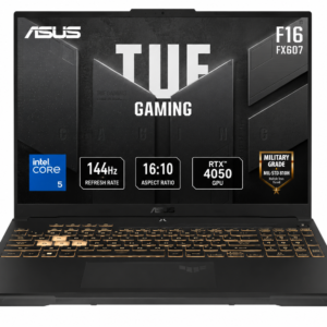 ASUS TUF F16 FX607VU 2025 (Intel Core 5 210H Series 2 Processor | 16GB RAM | 512GB SSD Storage | NVIDIA GeForce RTX 4050 6GB Graphics Card | 16" (WUXGA, 1920 x 1200) 144Hz IPS Display | Wi-Fi 6E & BT 5.3 | Windows 11 Home)