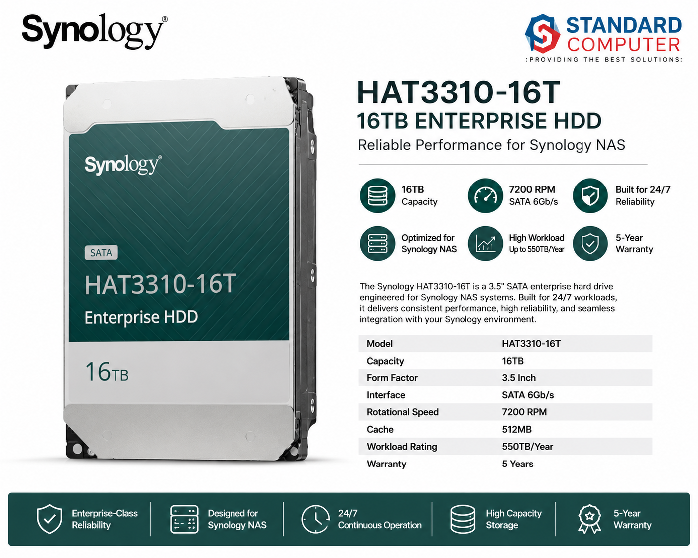 Synology HAT3310-16T 16TB NAS HDD Price in Nepal | Standard Computer